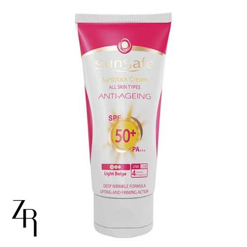 کرم ضد آفتاب ضد چروک رنگی + 50 SPF سان سیف