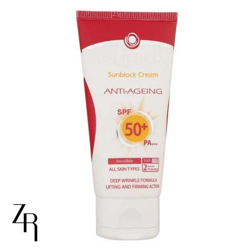 کرم ضد آفتاب ضد چروک بی رنگ + 50 SPF سان سیف