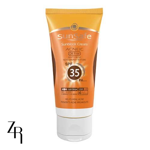 کرم ضد آفتاب رنگی فاقد چربی 35 SPF سان سیف