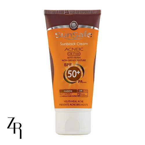 کرم ضد آفتاب بی رنگ فاقد چربی + 50 SPF سان سیف