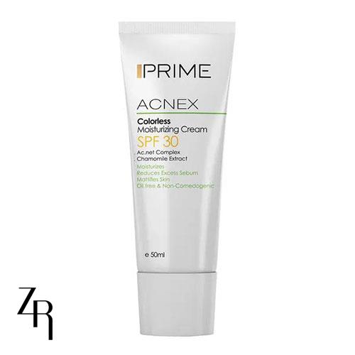کرم مرطوب کننده بی رنگ Acnex فاقد چربی SPF30 پرایم
