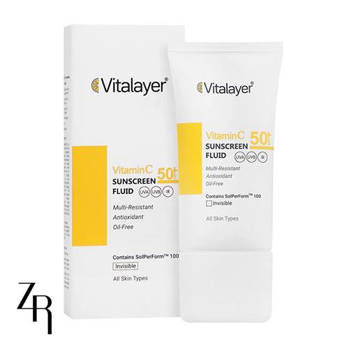 فلوئید ضد آفتاب بیرنگ ویتامین سی SPF50 ویتالیر