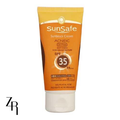 کرم ضد آفتاب رنگی فاقد چربی 35 SPF سان سیف