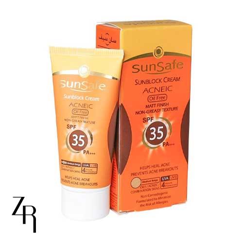 کرم ضد آفتاب رنگی فاقد چربی 35 SPF سان سیف