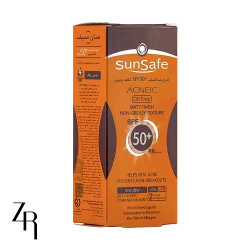 کرم ضد آفتاب بی رنگ فاقد چربی + 50 SPF سان سیف