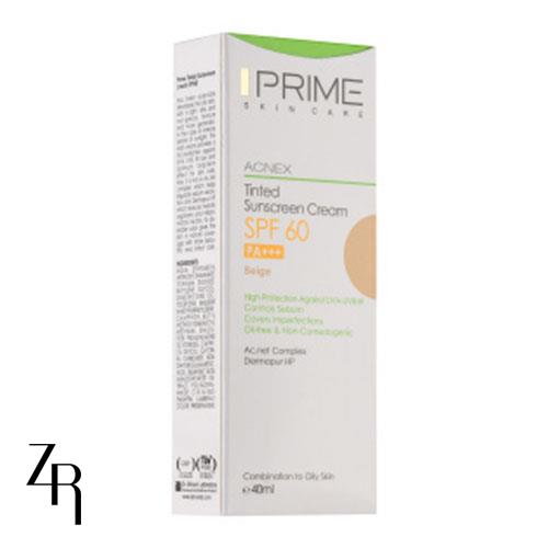 ضد آفتاب رنگی مدل Oil Free با SPF60 مناسب پوست چرب پرایم 