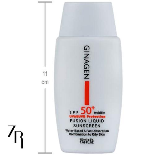 ضد آفتاب بی‌رنگ ژیناژن مناسب پوست چرب و مختلط + SPF50