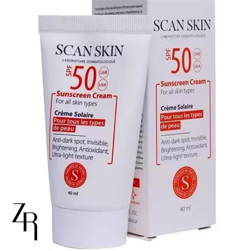 کرم ضدآفتاب ضدلک بی‌رنگ  مناسب انواع پوست SPF50 اسکن اسکین 