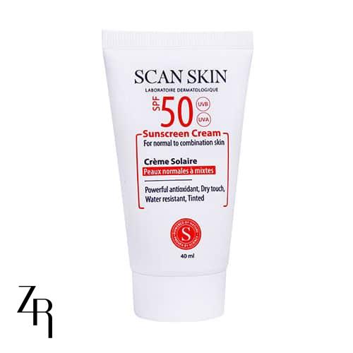 کرم ضدآفتاب بی‌رنگ پوست نرمال تا مختلط SPF50 اسکن اسکین 