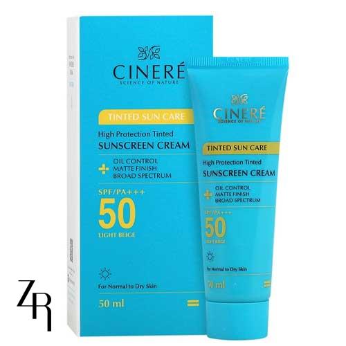 کرم ضدآفتاب رنگی مناسب پوست خشک و معمولی با SPF 50 سینره