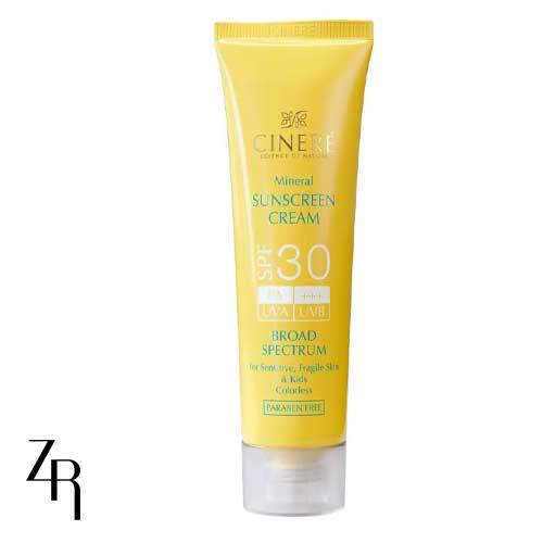 کرم ضدآفتاب بی رنگ مناسب پوست های  حساس، نازک و کودکان با SPF 30 سینره